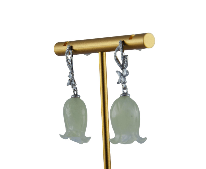 银色花苞形铃兰花耳钉 - 图片 2