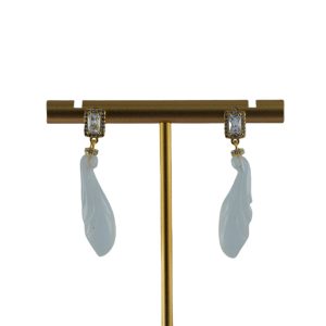 金色长方形玉兰花耳钉