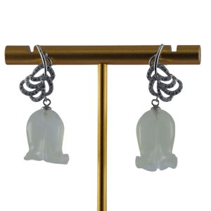 银色芭蕉叶形铃兰花耳钉