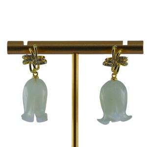 金色中国结形铃兰花耳钉