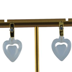 金色长方形桃心耳钉