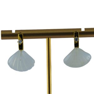 金色长方形贝壳耳钉