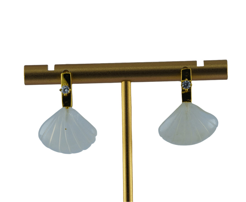 金色长方形贝壳耳钉