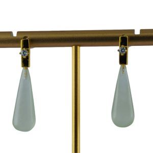 金色长方形锥形水滴耳钉