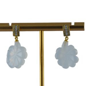 金色长方形四叶草耳钉