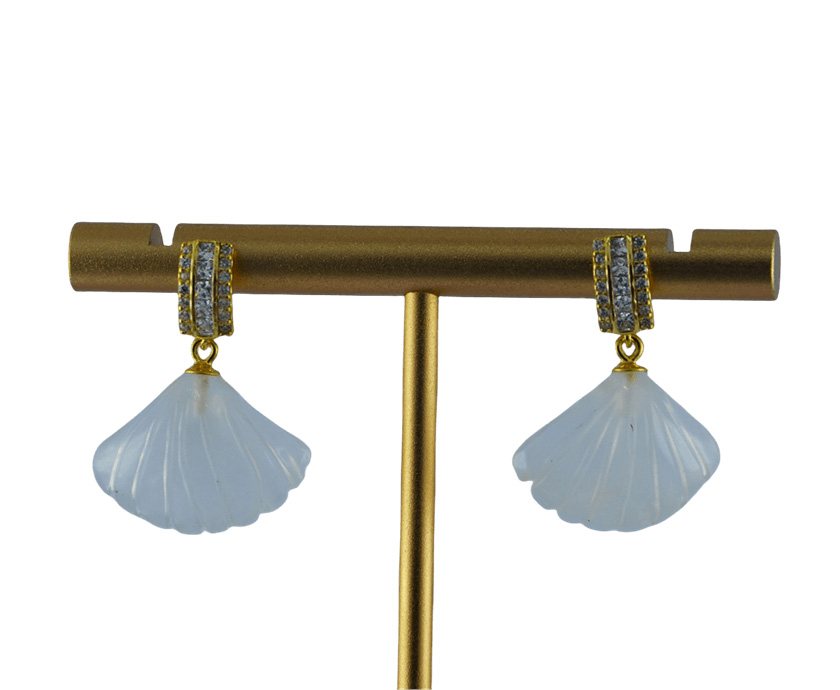 金色长方形贝壳耳钉