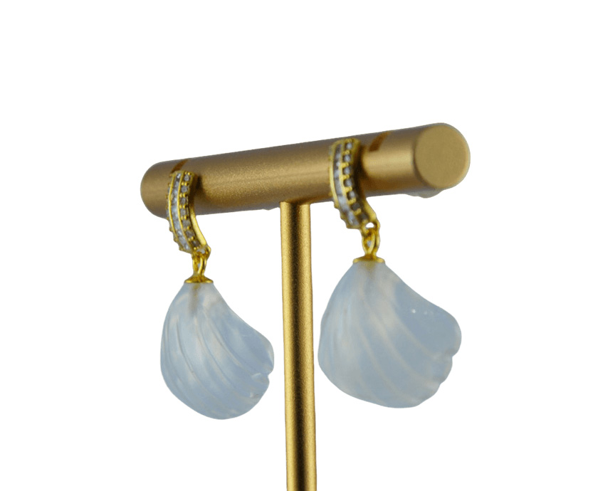 金色长方形贝壳耳钉 - 图片 2