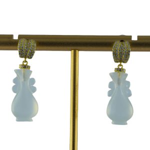 金色长方形如意瓶耳钉