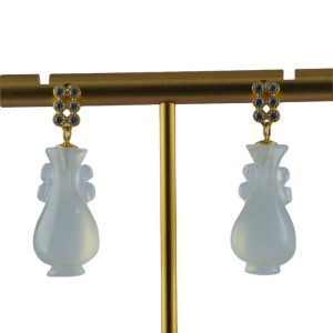 金色长方形如意瓶耳钉