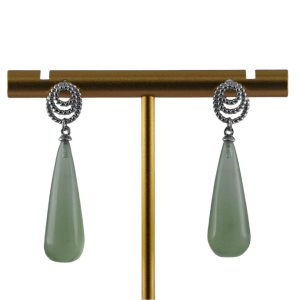 银色圆圈绳锥形水滴耳钉