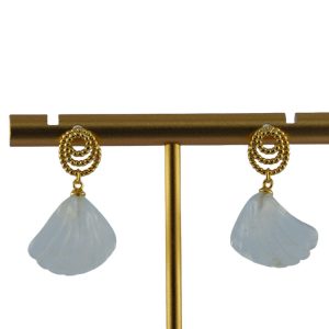 金色圆圈绳贝壳耳钉