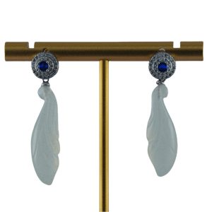 银色圆圈坛玉兰花耳钉