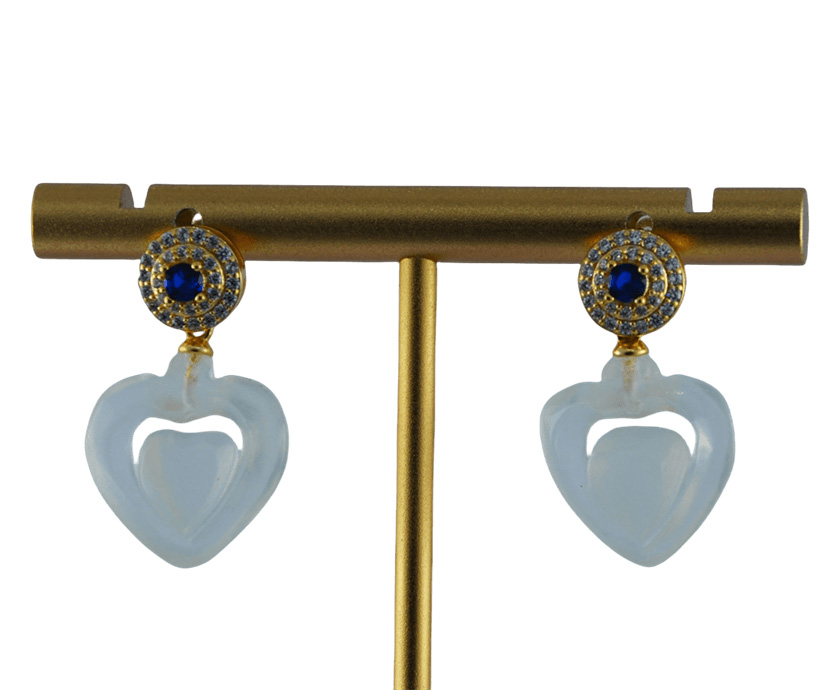 金色圆圈坛桃心耳钉