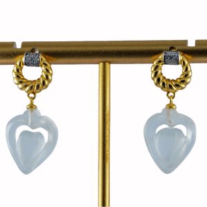 金色圆绳圈桃心耳钉