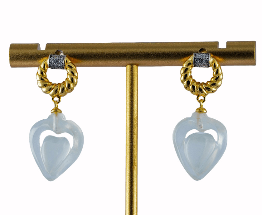 金色圆绳圈桃心耳钉