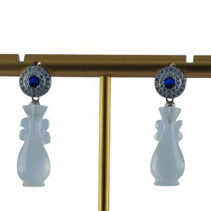 银色圆圈坛如意瓶耳钉