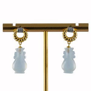 金色圆绳圈如意瓶耳钉