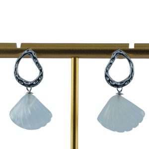 银色圆环形贝壳耳钉