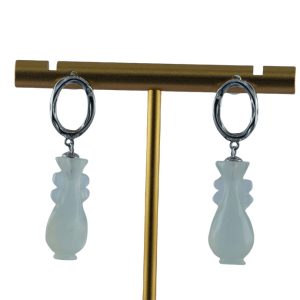 银色圆环形如意瓶耳钉