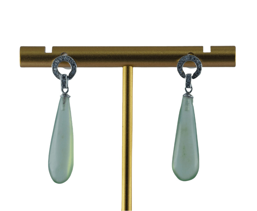 银色圆环形细长水滴耳钉 - 图片 2