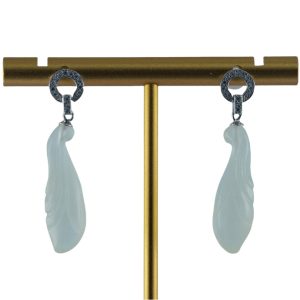 银色圆环形玉兰花耳钉