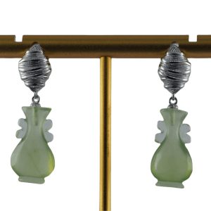 银色线锤形如意瓶耳钉