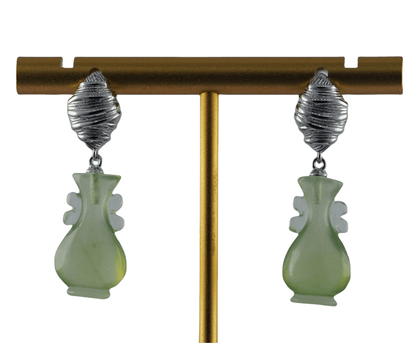 银色线锤形如意瓶耳钉