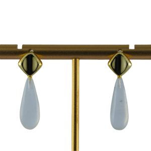 金色菱形细长水滴耳钉