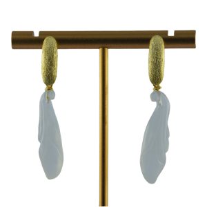 金色长椭圆形玉兰花耳钉