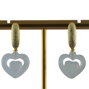 金色长椭圆形桃心耳钉