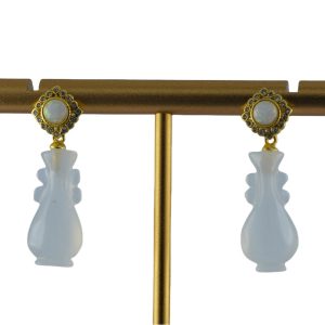 金色正方形如意瓶耳钉