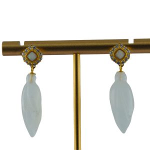 金色正方形大玉兰花耳钉