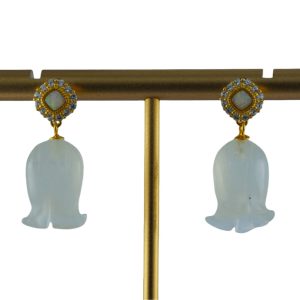 金色正方形铃兰花耳钉