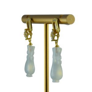 金色方形环如意瓶耳钉