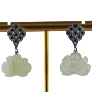 银色孔雀开屏形小牡丹花耳钉