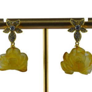 金色五瓣花形小牡丹花耳钉