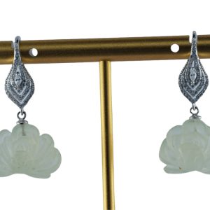 银色天鹅形小牡丹花耳钩