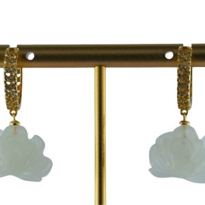 金色窗棂形小牡丹花耳环