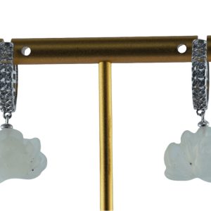 银色窗棂形小牡丹花耳环