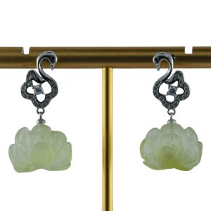 银色天鹅形小牡丹花耳钉