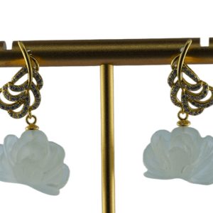 金色芭蕉叶形小牡丹花耳钉