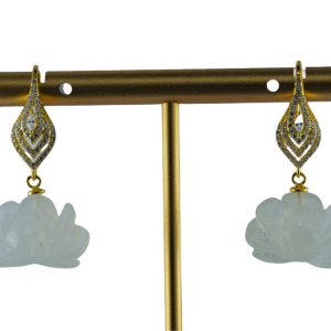 金色天鹅形小牡丹花耳钩