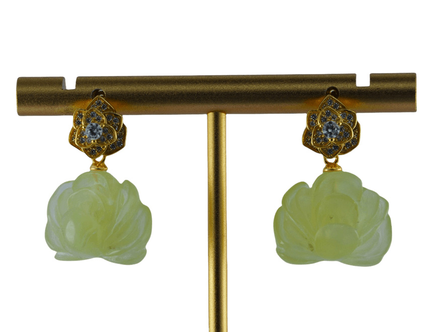 金色三层三瓣花形小牡丹花耳钉