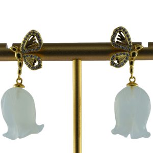 金色飞行蝴蝶形铃兰花耳钉