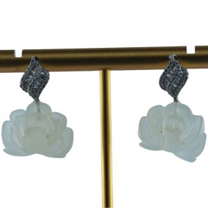 银色火焰形小牡丹花耳钉