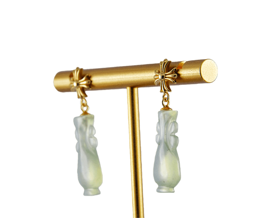 金色十字形如意瓶耳钉 - 图片 2