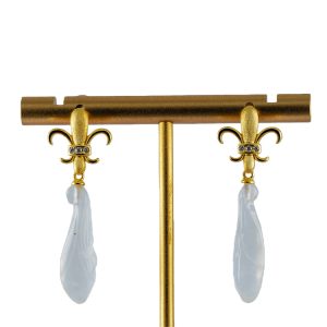 金色三叉戟形玉兰花耳钉