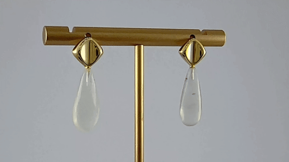 金色菱形细长水滴耳钉 - 图片 4