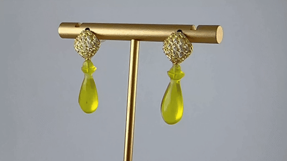 金色菱形网平安瓶耳钉 - 图片 4