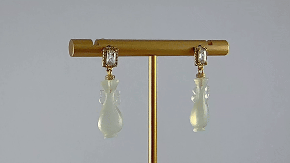 金色长方形如意瓶耳钉 - 图片 4